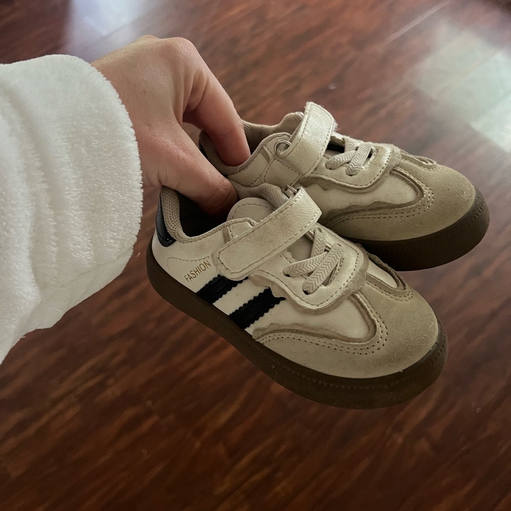 Kids Tan and Black Sneakers